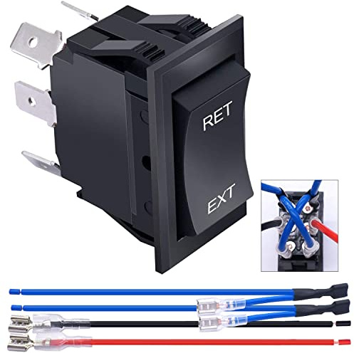 Taiss interrupteur inverseur de polarité 12v 3 positions momentané DC Motor Control DPDT 6 broches (ON)-Off-(ON) 20A RV Commutateur pour 5th Wheel Tongue Trailer KCD2-7-223-6P-X