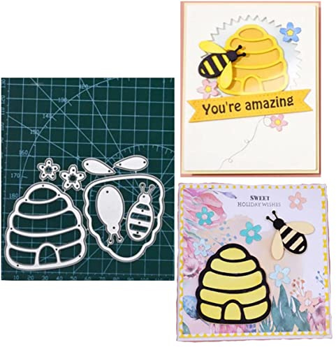 Honeycomb and Bee Metal Die Cuts, Honeycomb and Bee Cutting Dies Cut Stencils DIY Scrapbooking Cards Decorative Embossing Paper Dies for Album Card Making Scrapbooking
