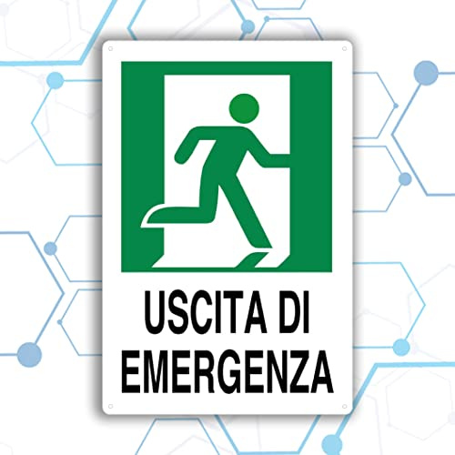 Nitek cartello uscita di emergenza verso destra in pvc 30cm x 20cm– Cartello autoadesivo| Sign, Schild | Impermeabili Lavabili, porte, scuola, cinema