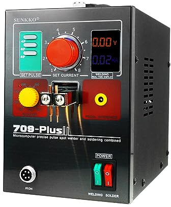 SUNKKO 709Plus Battery Spot Welder Transformer Pulse Spot Welding Machine, Portable Multifunctional Battery Welding Equipment for 18650 14500 Lithium Battery Pack Building