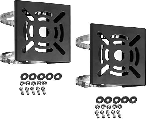 WiTi Universelle vertikale Stangenhalterung für Überwachungskamera,Metallmontage Eckhalterung mit 2 Schlaufenrohrklemmen,geeignet für CCTV-Kameras Bühnenleuchten Solarzellen(kleine Größe) (2PACK)