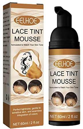 NICERAM Lace Tint Mousse for Lace Wigs, 60 ML Séchage Rapide Lace Tint Melting Hair Mousse Teinture Capillaire Spray Anti-cernes pour Femmes Perruques, toupets et postiches