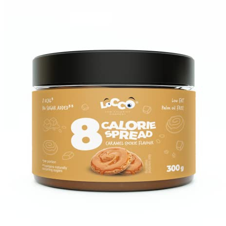 Locco 8 Kalorien Brotaufstrich Caramel-Cookie – Zuckerfrei, Fettarm, Ohne Palmöl, Vegetarisch, Keto-freundlich, Perfekt für Pancakes, Waffeln, Toast und Desserts, 300g