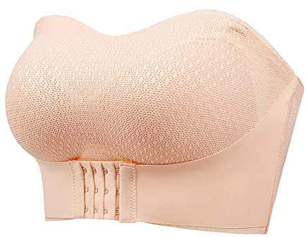 Osynlig axelbandslös super push up-BH, främre stängning axelbandslös BH för stor byst kvinnor halkfri push-up bandeau bh ingen bygel lyft upp BH