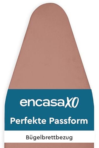 Encasa XO Bügelbrettbezug, Dickes Polster, Gummizug 125x39 cm | Hell beige, Ersatzbügeltischbezug | Dampfdurchlässig & Hitzebeständig | 100% Baumwolle | Kalt Waschbar | Bungee-Spannclip