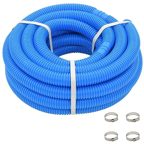 ZEYUAN Poolschlauch mit Klammern Blau 38 mm 12 m, Pool Schlauch, Pool Absaugschlauch, Pool Anschlussset, Schlauch Poolpumpe, Schläuche Für Pool, Pool Ersatzschlauch