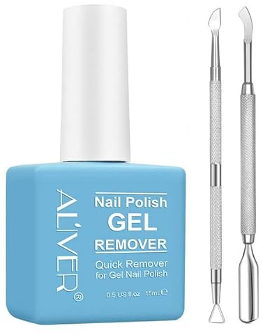 Dissolvant de vernis à ongles, 1 dissolvant de vernis à ongles en gel pour ongles en gel, enlève le vernis à ongles en gel en 3 à 5 minutes, avec repousse-cuticules + grattoir à vernis à ongles