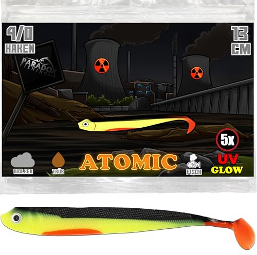 Paradox Fishing 5 STK. Atomic Zandergummifische 13cm - Zanderköder Gummifisch Zander Köder Gummifische Set