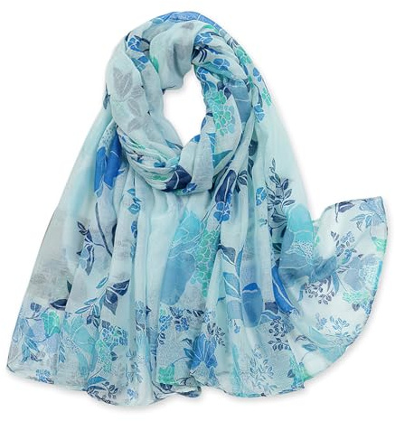 vimate Light Blue Long Scarf for Women, Lightweight Scarf Fashion Shawl Wrap, Head Scarf for Spring Fall Winter (US-Style 19)