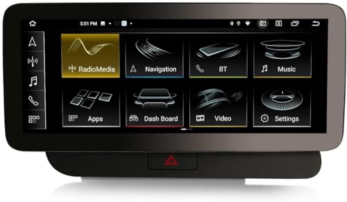 Erisin 12.3 8-Kern 8GB RAM+128GB ROM Android 14 Autoradio GPS Navi für Audi Q5 (2009-2016) Hohe Konfiguration Unterstützt IPS Screen OEM Radio Bluetooth 5.0 DAB+ CarPlay Android Auto USB Can-bus WiFi