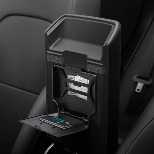 Spigen Tesla One-Touch Versteckte Aufbewahrungsbox, Mittelkonsole Organizer | Tesla Model Y Juniper 2025 2026 Model 3 Highland 2024 2025 2026, Mittelkonsole Organizer Armlehne, Tesla Zubehör