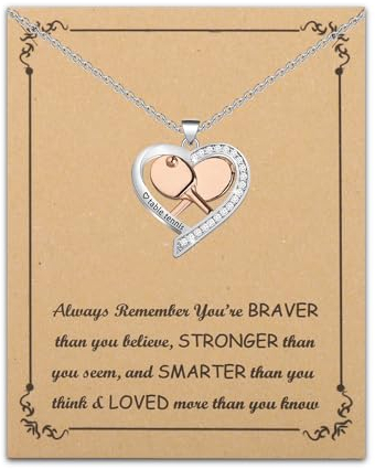BNQL Tischtennis-Halskette, Geschenk für Tischtennisspieler, Tischtennisschmuck, Tischtennis-Halskette, Armband, Anhänger, Sportgeschenk, Edelstahl