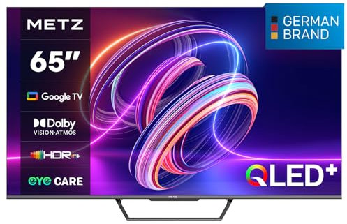METZ Smart TV, MQD7500Z, 65 (164 cm), QLED, 4K UHD, HDR 10, Google TV, HDMI e USB, Sottile, Moderno, Nero
