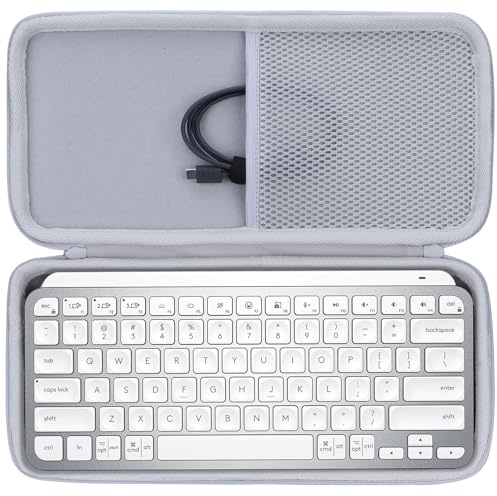 Lebakort Dur Étui Housse Cas Compatible avec Logitech MX Keys Mini,Blanc | Compact Minimaliste Clavier Illuminé Étui,poche filet pour accessoires