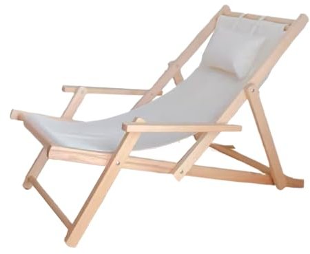 Sonnenliege Holz klappbar, hochwertiger Stoff, Kopfstütze, einstellbar, klappstuhl Strand, strandstuhl, Für Garten, Strand, Schwimmbad, Terrasse (Color : A)