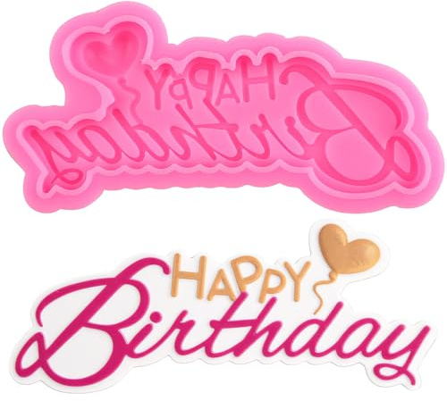 XMOLDNMS Happy Birthday Silicone Moulds Birthday Alphabet Silicone Chocolate Mould Balloon Fondant Moulds for Cake Decoration Cupcake Topper Candy Chocolate Gum Paste Polymer Clay