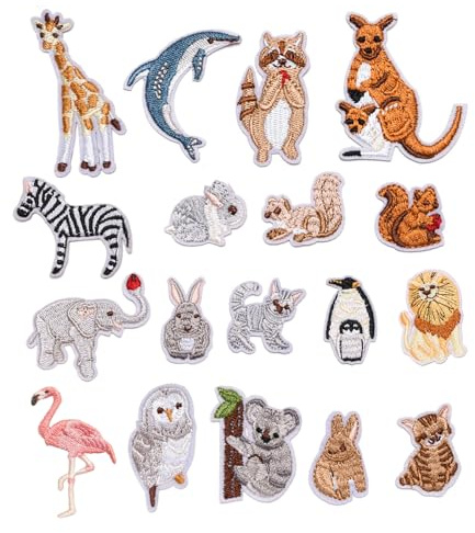 Yosugar Patches zum Aufbügeln,bügelflicken kinder,Bügelbilder Aufnäher,Sewing Applique Bügelflicken Patches für T-Shirt Jeans Kleidung Taschen (18 Stk Tiere)