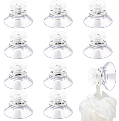 XKSOCT 10 Stück Saugnapf mit Gewinde und Rändelmutter, PVC Saugnäpfe, Saugknöpfe ohne Bohren, Saugknopf Haken Extra Stark für Fenster, Auto, Dekoration, Aufhängung (Ø25mm, Transparente)