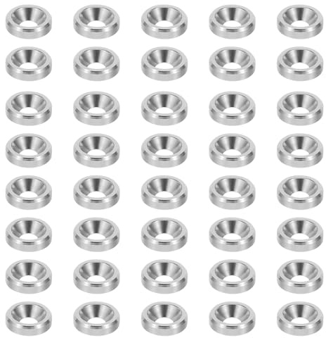 PATIKIL 40 Pièces Rondelle Fraîche M3 à Tête Fraisée Ton Argent | Rondelle de Vis à Tête Plate, en Alliage d'Aluminium Anodisé pour Accessoires Mécaniques, Pièces de Modèles DIY