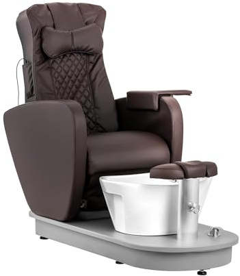 Physa Fußpflegestuhl elektrisch mit Fußwanne und 3 Massagefunktionen 120 W 200 kg braun Kosmetikliege Pedikürestuhl Stuhl für Fußpflege