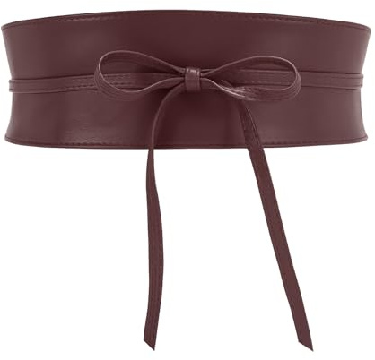 JasGood Damen Breiter Obi Gürtel Damen Taillengürtel Breiter Wickelgürtel Taille Band zum Schnüren Hüftgürtel Bindegürtel für Kleid,Kaffee,87cm