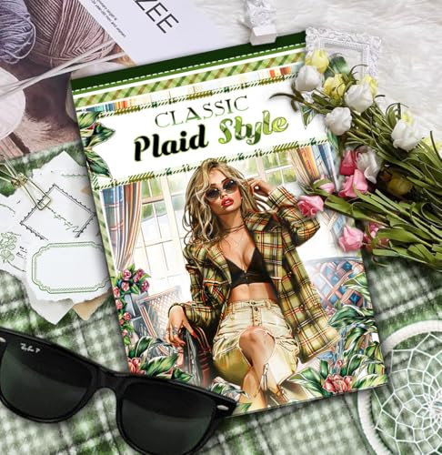 Retro Plaid Journaling Stickerbuch für Erwachsene, 280 vorgeschnittene europäische und amerikanische Charakteraufkleber Musikaufkleber für Scrapbooking Dekoration Musikinstrumente Aufkleber (91225)