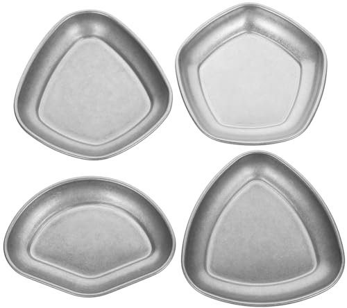 OFFSCH Piatti Per Salse in Acciaio Inox 4 Pezzi Piccoli Piattini Per Antipasti E Condimenti Facili Da Pulire E Duraturi