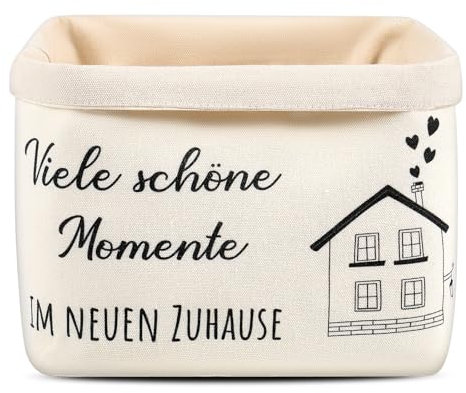 Xuniea Brotkorb Viele schöne Momente IM NEUEN ZUHAUSE Geschenk zum Umzug oder Auszug Brötchenkorb Einzugsgeschenk Brottasche Geschenkidee zum Einzug Brotkorb aus Stoff (Weiß)