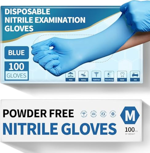PROMART Disposable Nitrile Gloves, Latex-Free & Powder-Free, Blue – Comfortable, Durable, and Versatile for Medical, Food Handling, Surgical Gloves, Disposable Gloves (1000, MEDIUM)