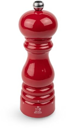 PEUGEOT - Moulin à Sel Paris u'Select 18 cm - 6 Réglages de Moutures - Innovation Sel Glace, Mécanisme Zirlion - En Bois Labellisé PEFC - Fabrication Française - Coloris Laqué Rouge Passion
