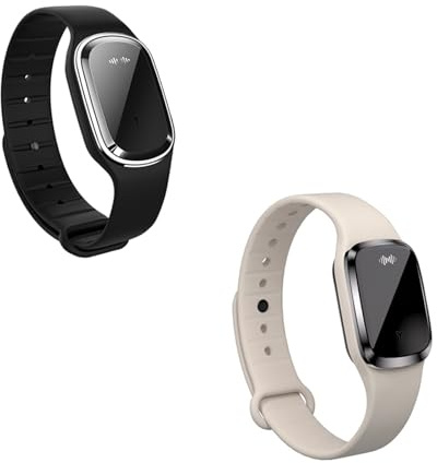 Bracelets Repellent Mosquito Ultrasonic, Electronic Anti-Mosquito Wristband Watch with USB Charging/Waterproof/Reusable/Portable for Outdoor Camping Hiking (​Beige+Black(Without Time Display))