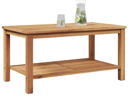 vidaXL Couchtisch mit Speicher Braun 90 x 50 x 45 cm Massivholz Teak, Outdoor Couchtisch, modernes, langlebiges Gartenmöbel für Terrasse und Relaxen, minimalistisches Design für geselliges Beisammense