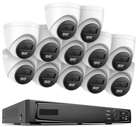 H800 16CH 4K POE NVR Kit Network Video Surveillance Security System 8MP H.265+ Human & Vehicle IP Camera CCTV Security Kit(None,16CH 12PCS NVR Kit)