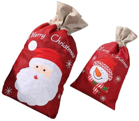 PartyKindom 2stücke Weihnachtssüßigkeitenbehälter Mit Kordelzug Stoffgeschenktüten Geschenkverpackungsbehälter Für Weihnachts-party-geschenke