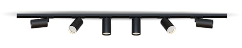 CALEX Sistema di binario LED, 3 m con 6 faretti GU10 orientabili, colore nero opaco, plafoniera moderna