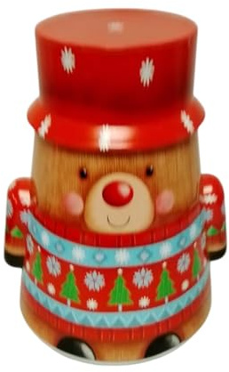 Decorative Biscuit Tin with Real Butter Shortbread – Festive Character Storage Container, Reusable Keepsake Treat Holder for Snacks, Biscuits and Seasonal Home Display (Reindeer Biscuit Storage Tin)