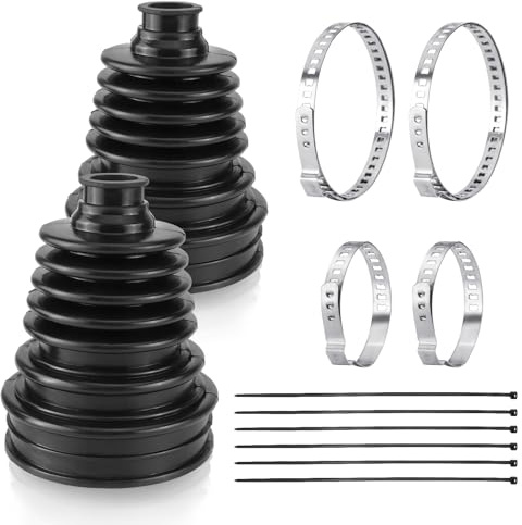 Universal Silikon Achsmanschette Reparatursatz (2 Stück), Zuschneidbare Antriebswellen Manschette für 19–24 mm Wellen, Staubdichtes Faltenbalg Set mit Edelstahl-Schellen & Kabelbindern Schwarz