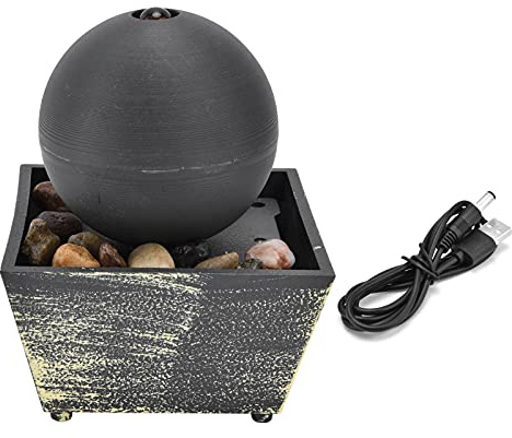 Fuente de Bola de Mesa Interior USB de 3 V con luz LED, Adorno de Fuente de Agua de Escritorio, decoración de Piedra Relajante para Oficina en casa, Mini Fuente portátil con Cable
