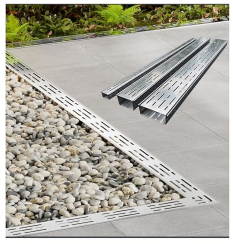 ZHENGQIAN Canaletta scolo Acqua piovana Inox,Canaletta Scolo Acqua Piovana Canale di Scarico Stretto in Acciaio Inossidabile,Canalina Scarico Doccia a Pavimento Typo(H5*W5CM/H1.96*W1.96IN)