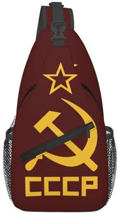 Bolso Bandolera de Pecho CCCP con la Hoz y el Martillo de la URSS, Ideal para Viajes, Senderismo y Uso Diario.