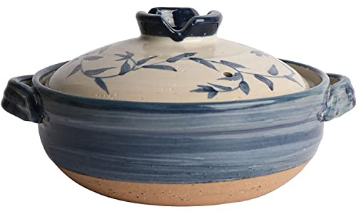 Fuente de cerámica cocinar a altas temperaturas, Cacerola de terracota con tapa 1,2-2,2 l(1.6l)