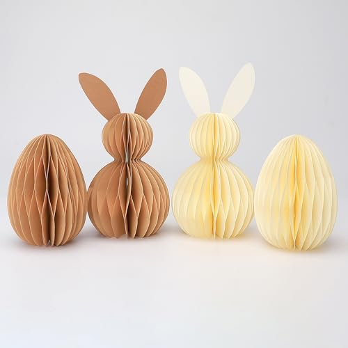 WWT Papier Osterhase Set, 4 Stück - Faltbarer Osterhase, Ostereier Papier Wabenbälle, Wabenball Osterdeko
