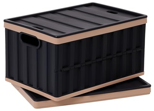 Kerhouze 2er Set 64L klappbox Faltbar Stabil Plastik Faltbox, Campingbox Collapsible Transportbox für die Organisation große Heavy Outdoor, Bad, Küche, Büro, Wohnzimmer (schwarz)
