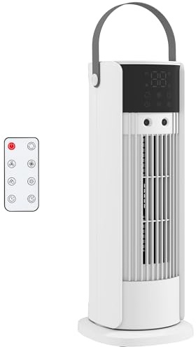 HOMCOM 2 in 1 Ventilatore Nebulizzatore a Tavolo, 3 Velocità, Bianco