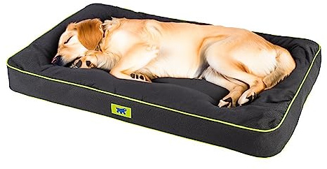 FERPLAST Hundmatta – ortopedisk hundsäng extra stor – hundsäng – vattentät och reptålig – mjuk hundsäng – polo, 110 x 70 x h 8 cm, svart