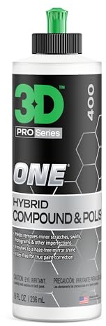 3D One Car Scratch & Swirl Remover Hybrid Rubbing Compound & Polish Buffing Compound for True Paint Correction 8oz Made in USA