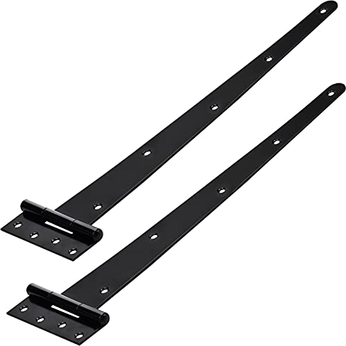 MUSEDAY 2 Stück T-Scharnier Edelstahl Ladenband 400 mm Kreuzgehänge Metall Gartentorband Torscharnier Schwerlast Dreieck Scharniere für Tortüren Scheunen Garten Holzfenster, Schwarz (6 zoll)