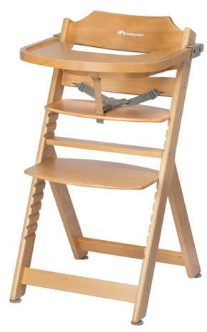 Bebeconfort Timba Kinderhochstuhl Mitwachsend, 6 Monate - 99 Jahre, bis 110 kg, Hochstuhl Baby, Abnehmbares Tablett, Verstellbarer Sitz & Fußstütze, 3-Punkt-Sicherheitsgurt, für Timba Baby, Naturholz