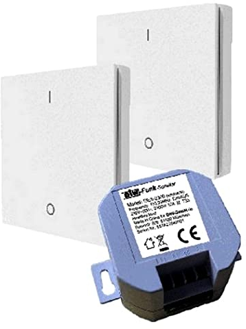 PW-550 DIW-Funk Wechselschaltung SPARSET mit zwei (!!) kabellosen Wandsendern DWS-11 + Einbau-Funkschalter 230V/2300W