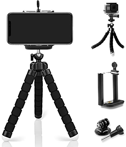 FAEFTY Mini Trépied Flexible, Trépied Portable avec Vis 1/4 pour Smartphone Gopro, Noir